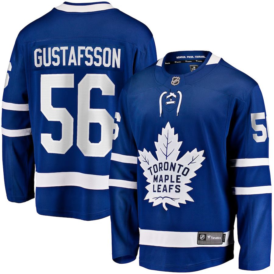 Men Toronto Maple Leafs 56 Erik Gustafsson Fanatics Branded Blue Home Breakaway NHL Jersey